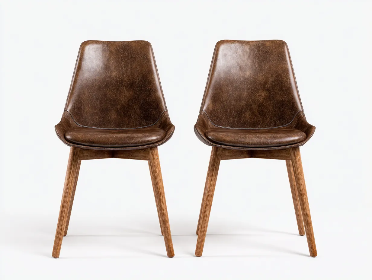 Chaise de salle à manger en cuir synthétique 48x56x84 cm - marron - adaptée au restaurant - style contemporain-Nookuply