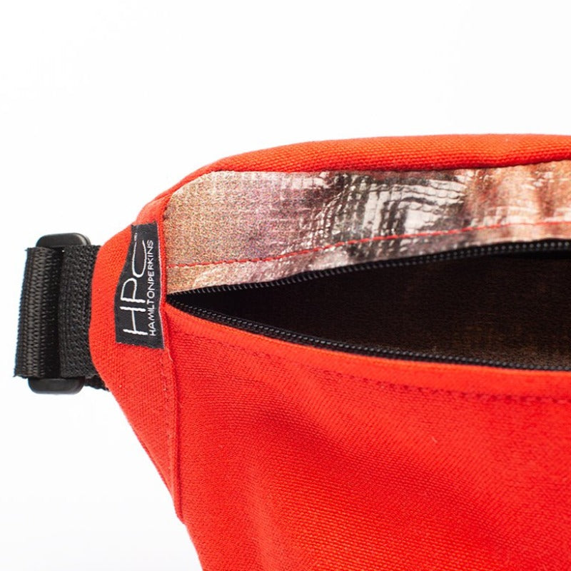 Red - Recycled Plastic Water PET Bottles - Recycled - Fanny Pack - Hamilton Perkins Collection - Billboard Vinyl - Inside - Sustainability