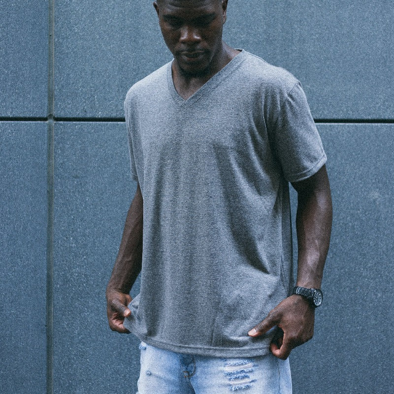 Earth V-Neck T-Shirt, Gray - Hamilton Perkins Collection