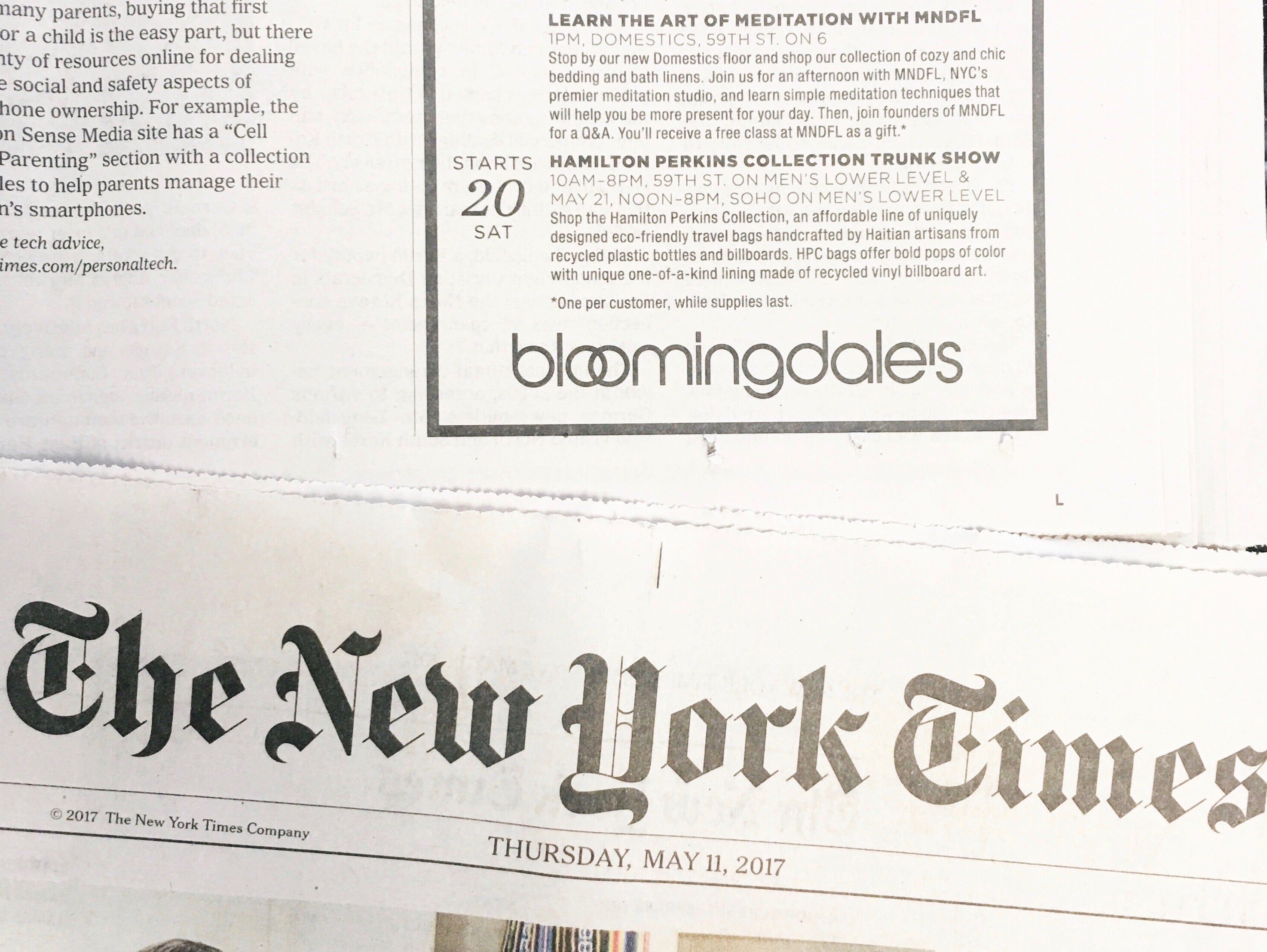 Bloomingdales Trunk Show Featured In The New York TImes 