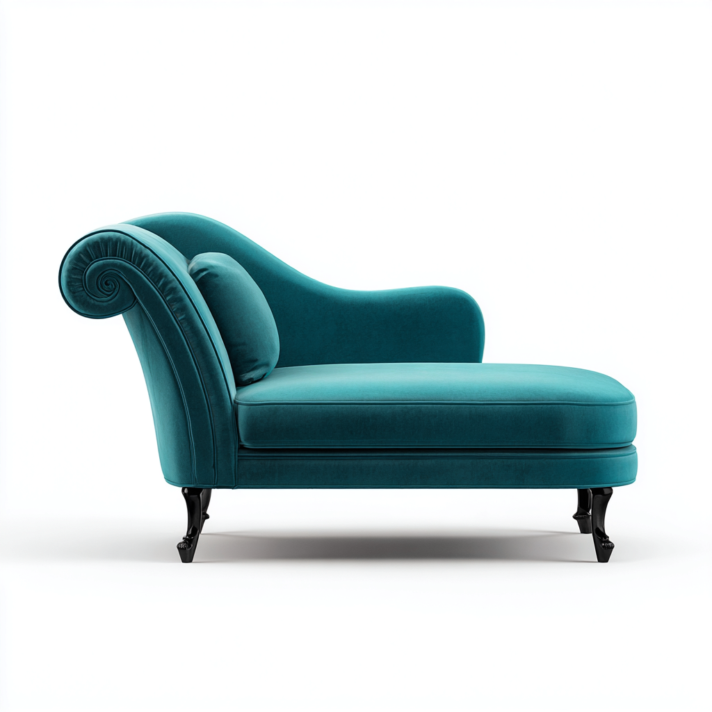 Chaise longue tapizada terciopelo 175x72x82 cm - verde azulado - diseño clasico para salon-Havengethut