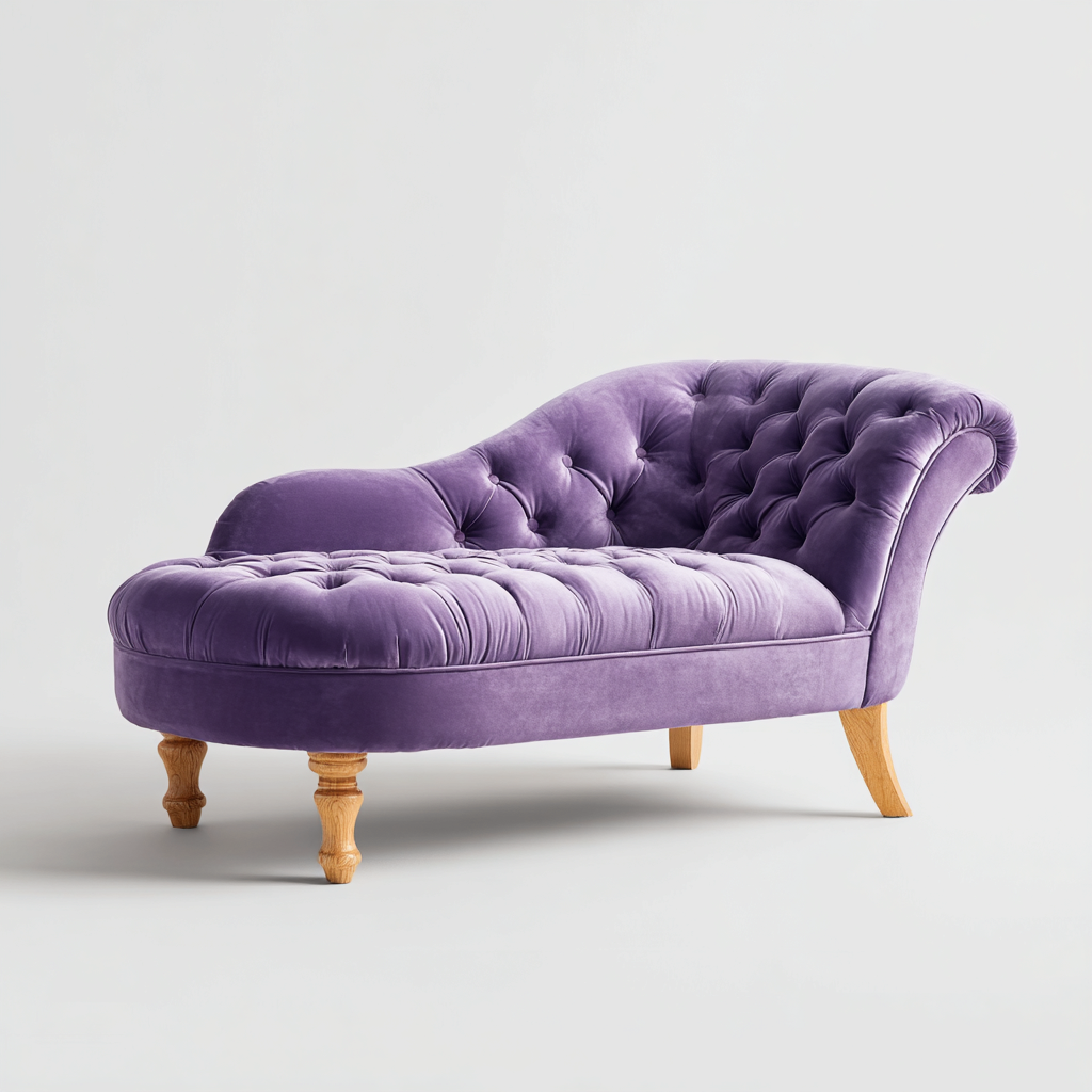 Chaise longue tapizada en terciopelo 165x75x80 cm - Morado - Diseño capitoné para salón y dormitorio-Havengethut