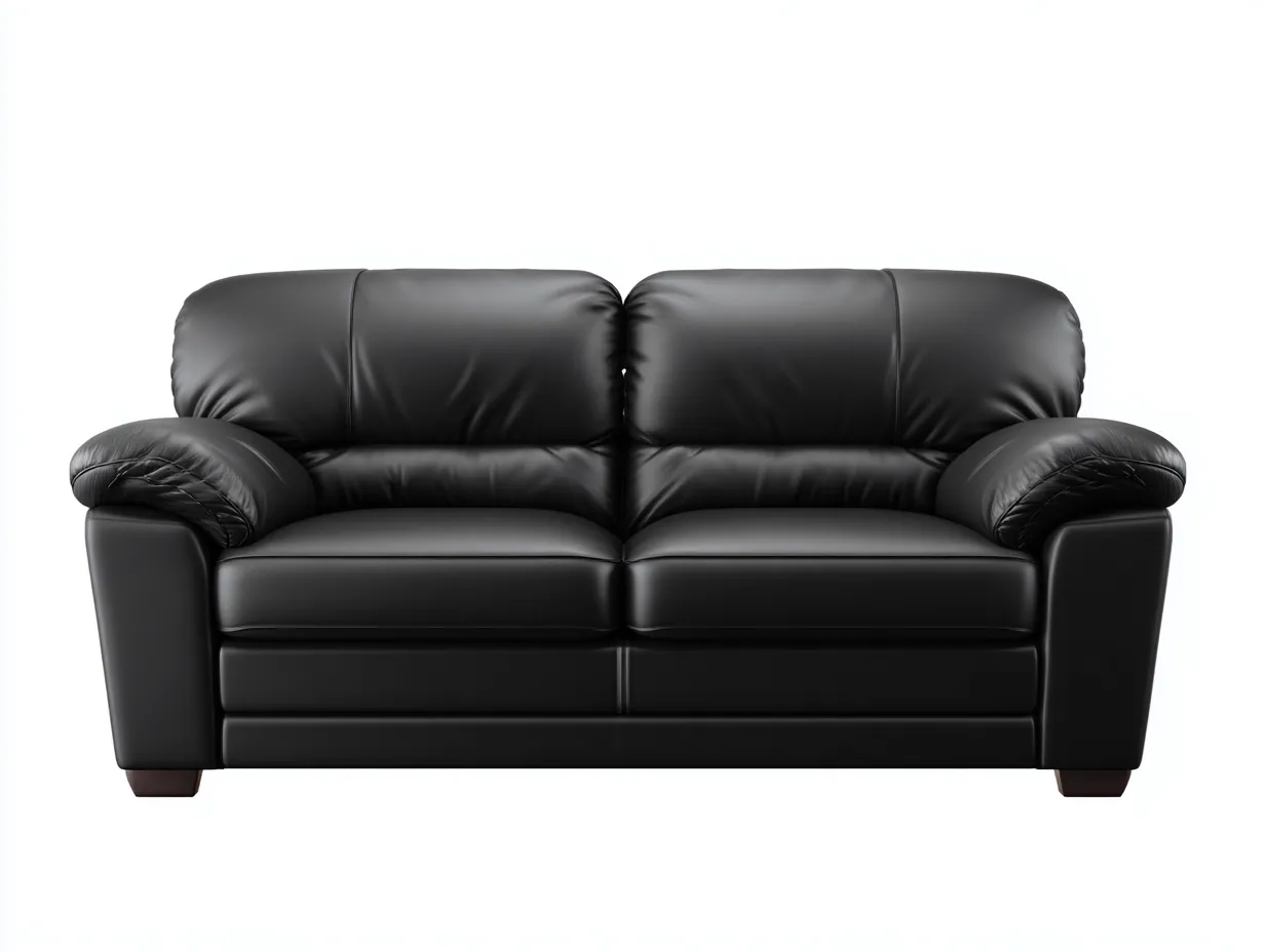 Zweisitzer Sofa - Echtleder - 182x96x82 cm - Schwarz - Komfort Design-Loftmyshop