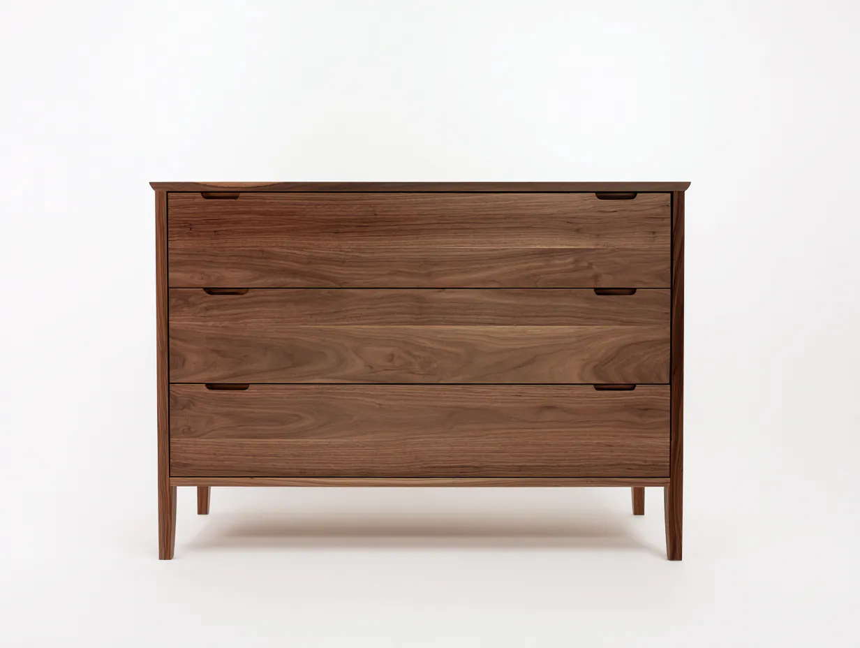 Kommode mit Schubladen - Massivholz - 118x44x82 cm - Nussbaum - Moderner Minimalstil-Loftmyshop