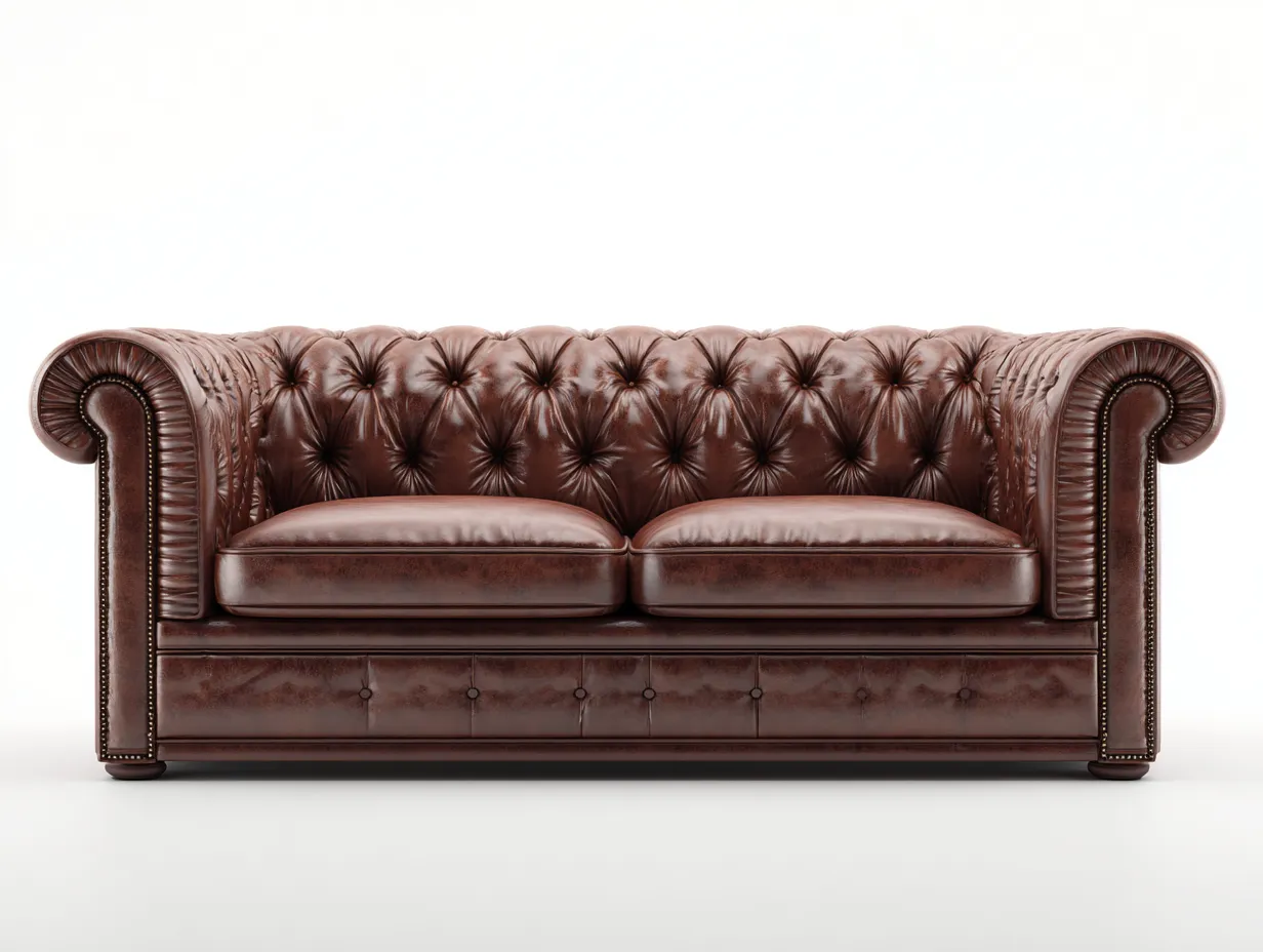 Zweisitzer Sofa - Echtleder - 195x95x80 cm - Dunkelbraun - Chesterfield Stil-Loftmyshop