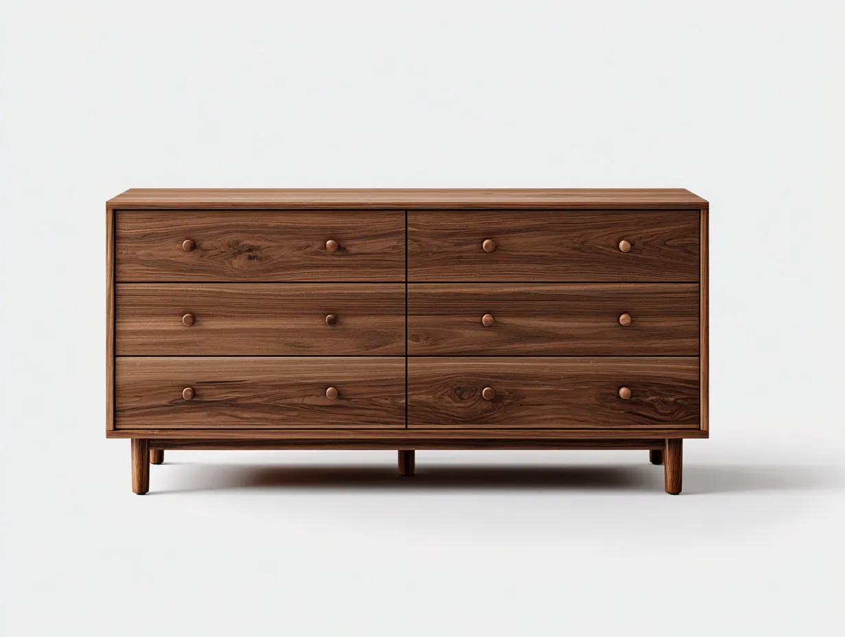 Kommode mit Schubladen - Massivholz - 158x46x76 cm - Nussbaum - Moderner Designstil-Loftmyshop