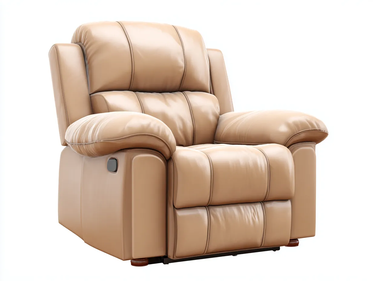 Liegesessel - Leder-Metall - 105x93x104 cm - Beige - Klassisch-Loftmyshop