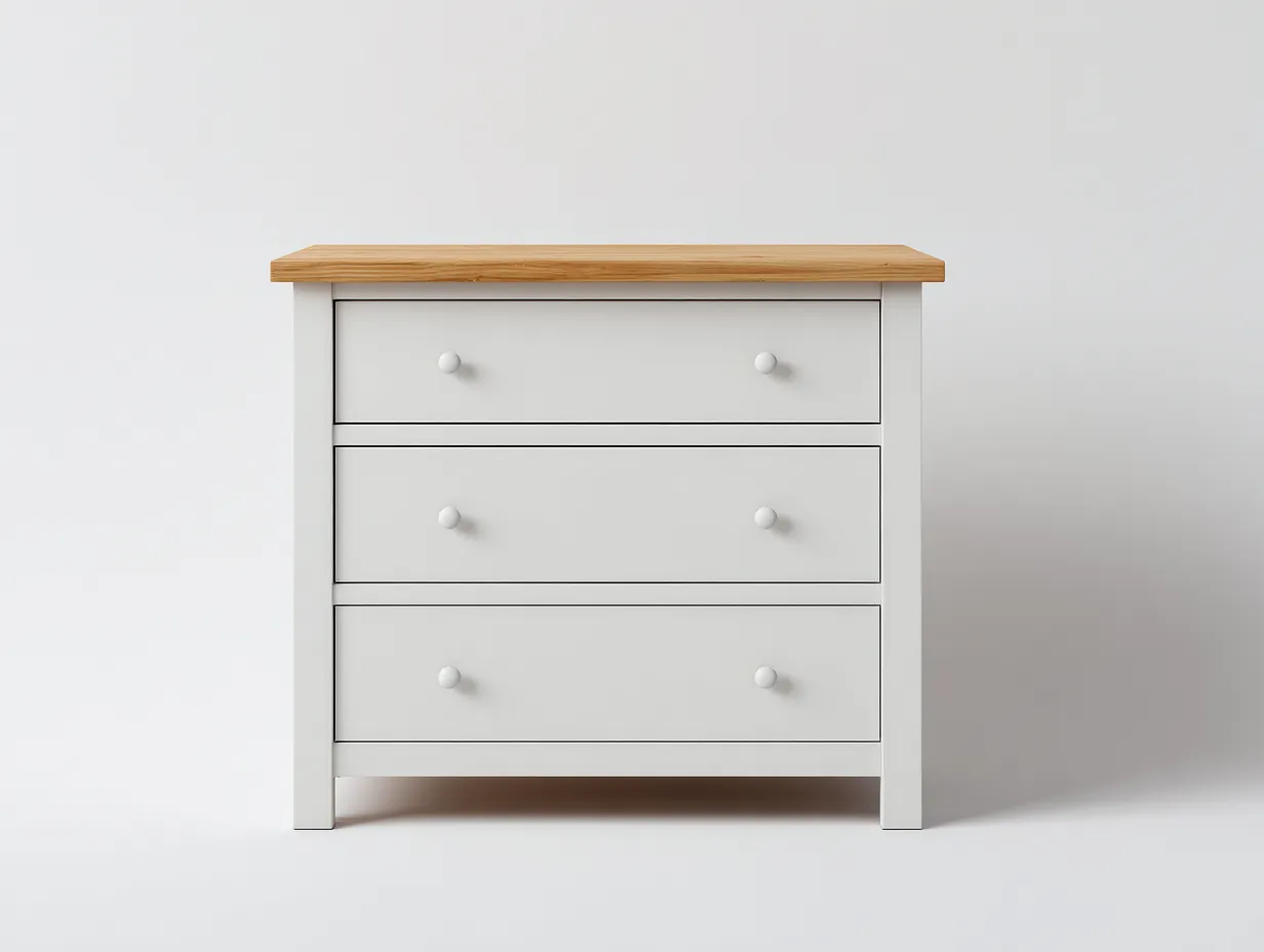 Kommode mit Schubladen - Massivholz-MDF - 88x39x84 cm - Weiß-Naturholz - Klassischer Wohnstil-Loftmyshop