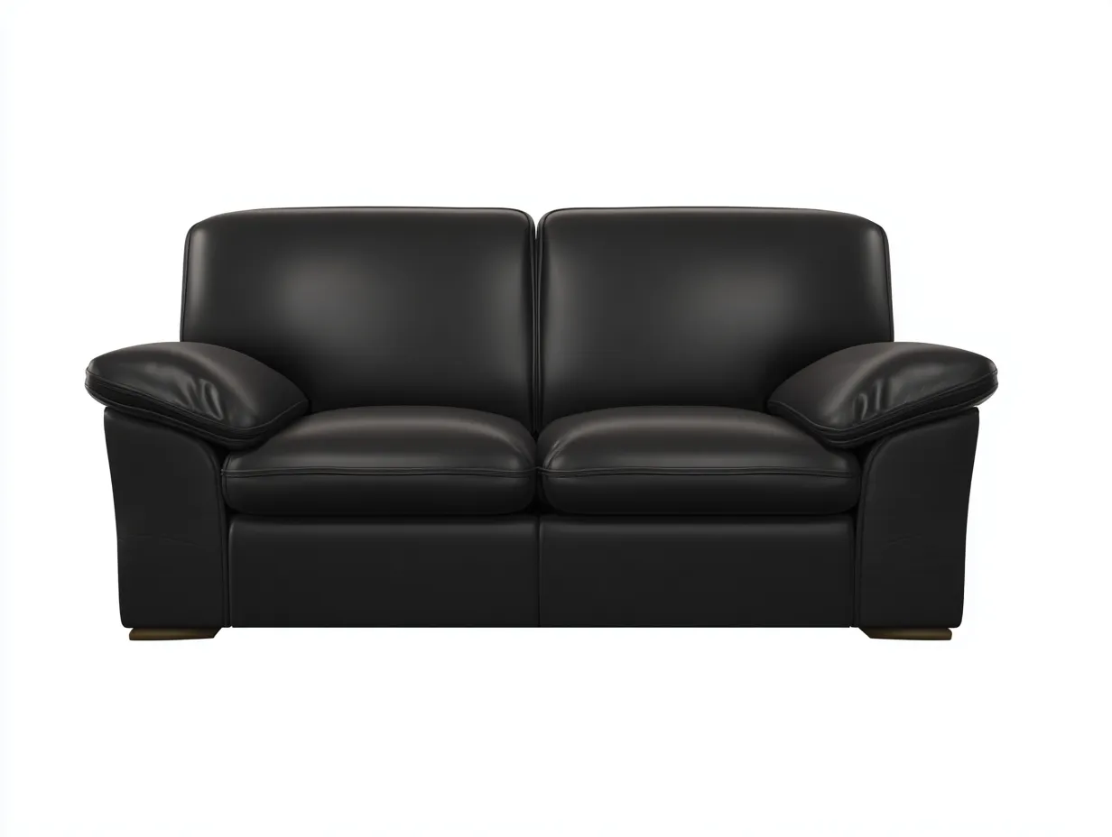 Zweisitzer Sofa - Echtleder - 180x92x78 cm - Schwarz - Komfort Design-Loftmyshop