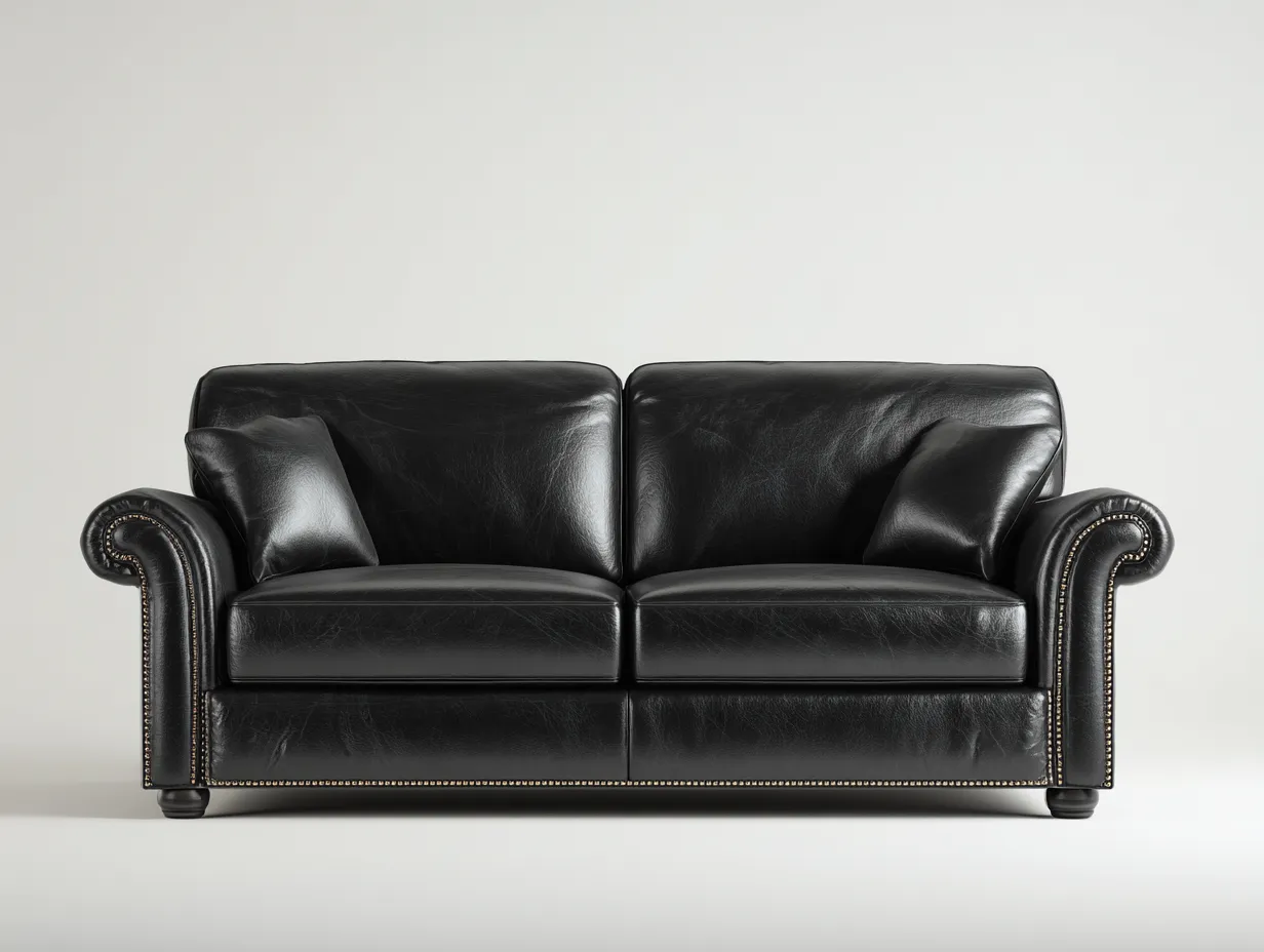 Zweisitzer Sofa - Echtleder - 188x94x77 cm - Schwarz - Klassisches Design-Loftmyshop