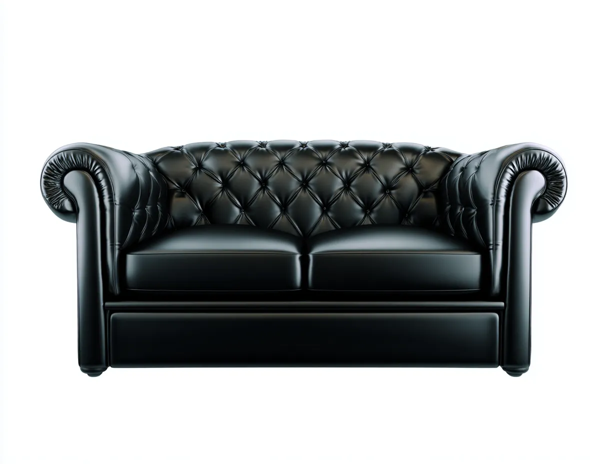 Zweisitzer Sofa - Echtleder - 190x94x76 cm - Schwarz - Chesterfield Stil-Loftmyshop