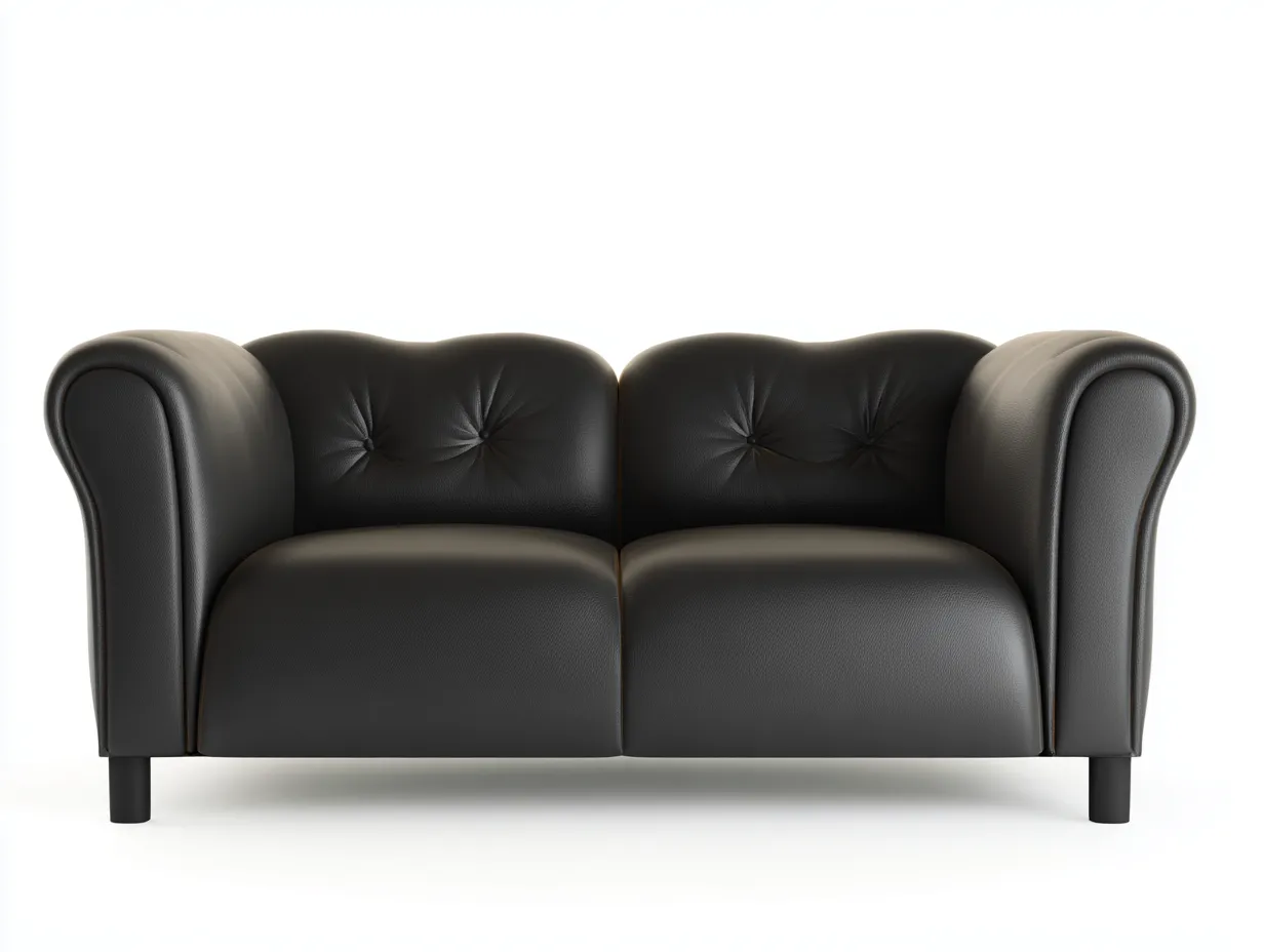 Zweisitzer Sofa - Echtleder - 168x88x74 cm - Schwarz - Modernes Design-Loftmyshop