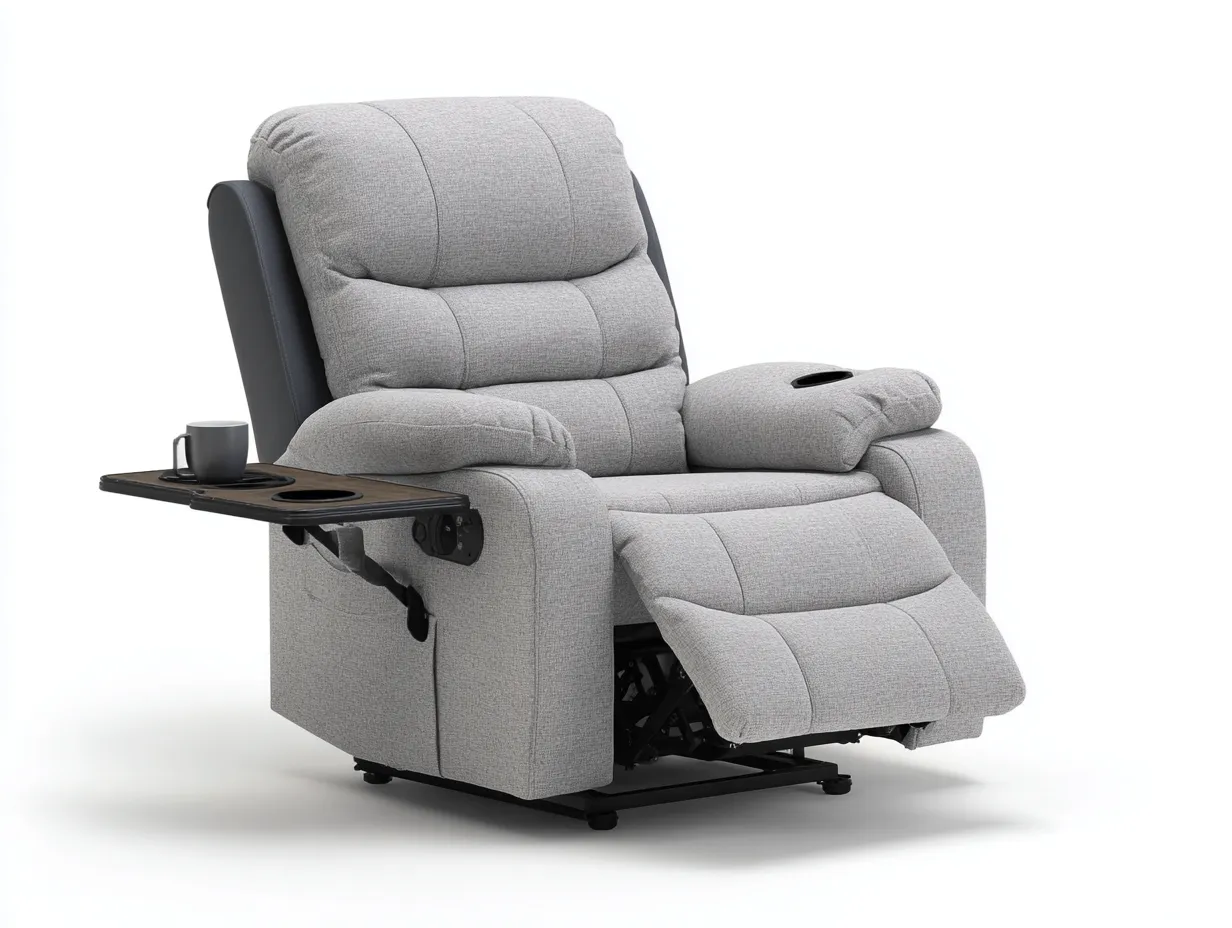 Liegesessel - Stoff-Metall - 112x90x105 cm - Hellgrau - Modern-Loftmyshop