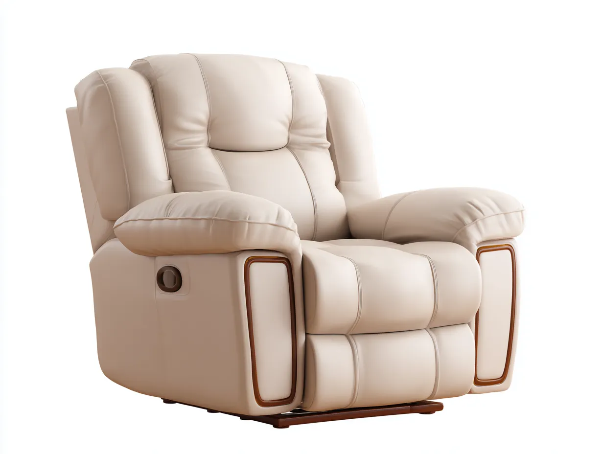 Liegesessel - Leder-Metall - 108x95x103 cm - Creme - Elegant-Loftmyshop