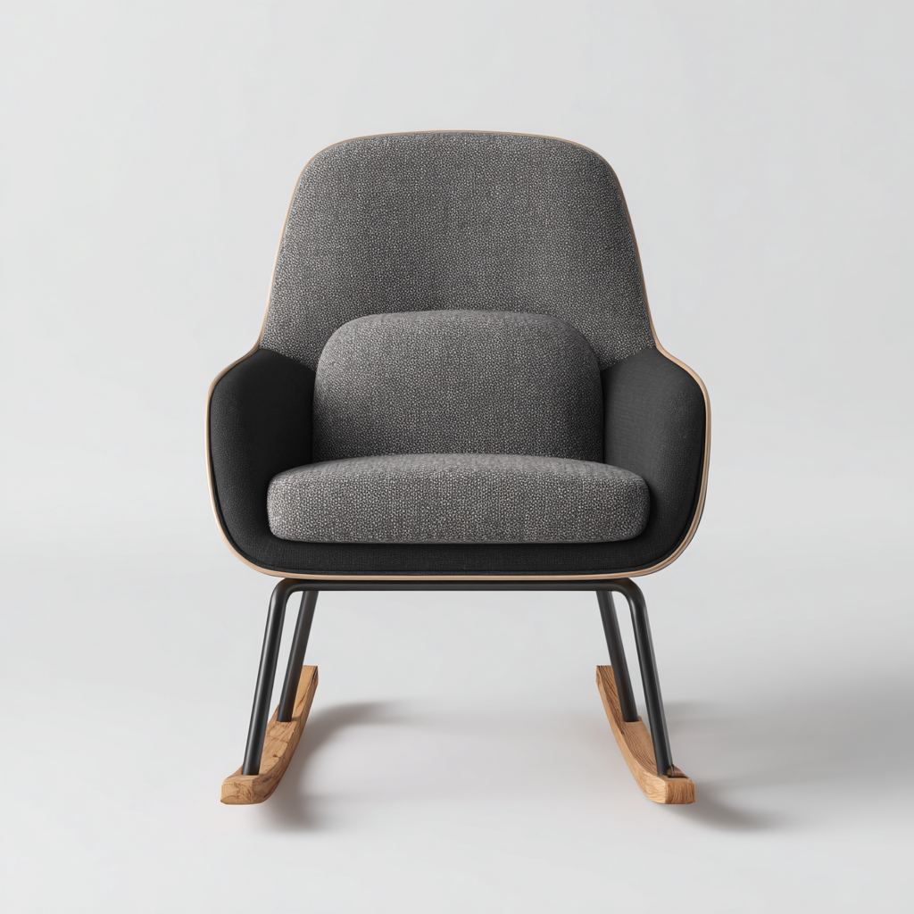 Mecedora tapizada tela 82x88x98 cm - gris - diseño moderno para salón-Homigoly