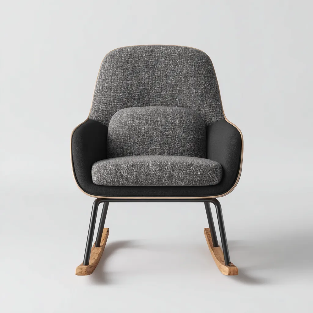 Mecedora tapizada tela 82x88x98 cm - gris - diseño moderno para salón-Homigoly