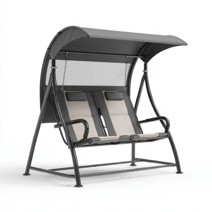 Silla colgante de acero 170x120x165 cm - gris beige negro - diseño funcional-Homigoly