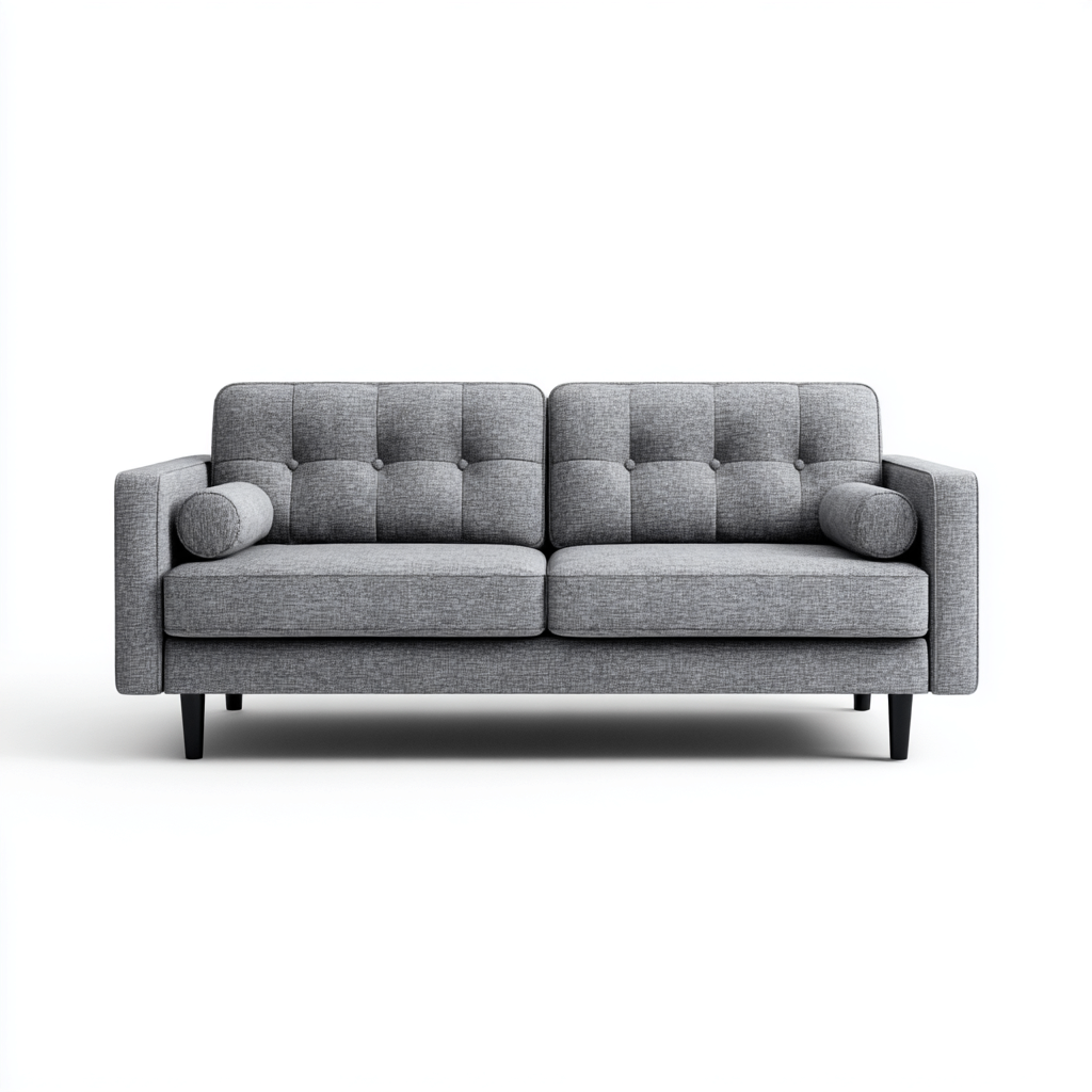 Sofá 2 plazas tapizado tela 180x90x85 cm - gris - diseño contemporáneo para salón-Homigoly