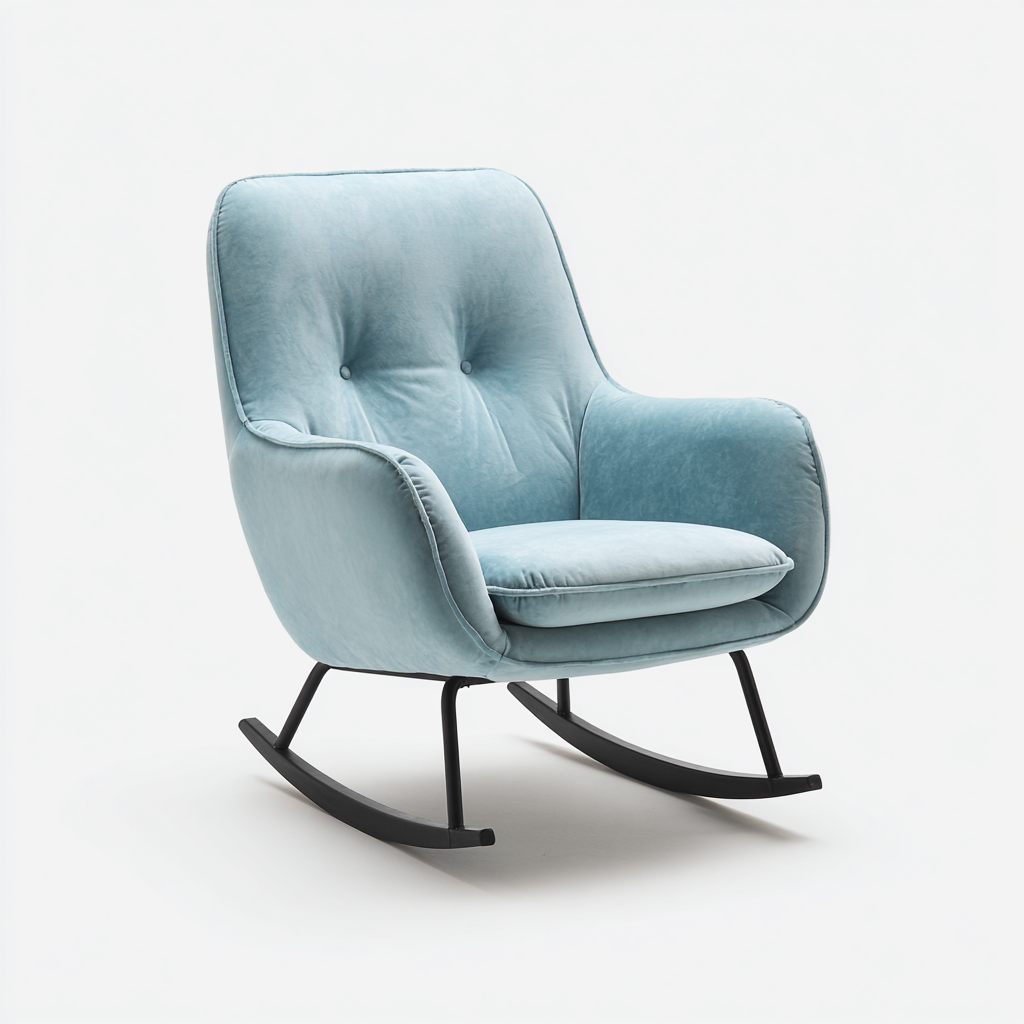 Mecedora tapizada tela acolchada 82x74x92 cm - azul negro - diseño moderno-Homigoly