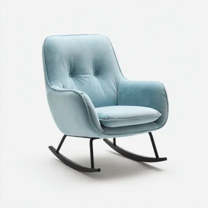 Mecedora tapizada tela acolchada 82x74x92 cm - azul negro - diseño moderno-Homigoly