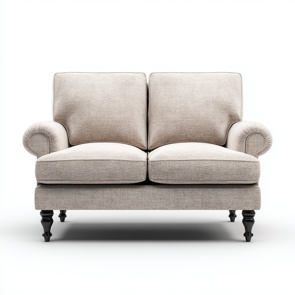 Sofás 2 plazas tapizados en tela 165x90x88 cm - Beige - Diseño clásico para salón-Homigoly