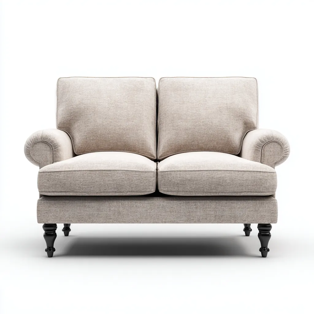 Sofás 2 plazas tapizados en tela 165x90x88 cm - Beige - Diseño clásico para salón-Homigoly