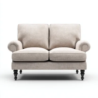 Sofás 2 plazas tapizados en tela 165x90x88 cm - Beige - Diseño clásico para salón-Homigoly