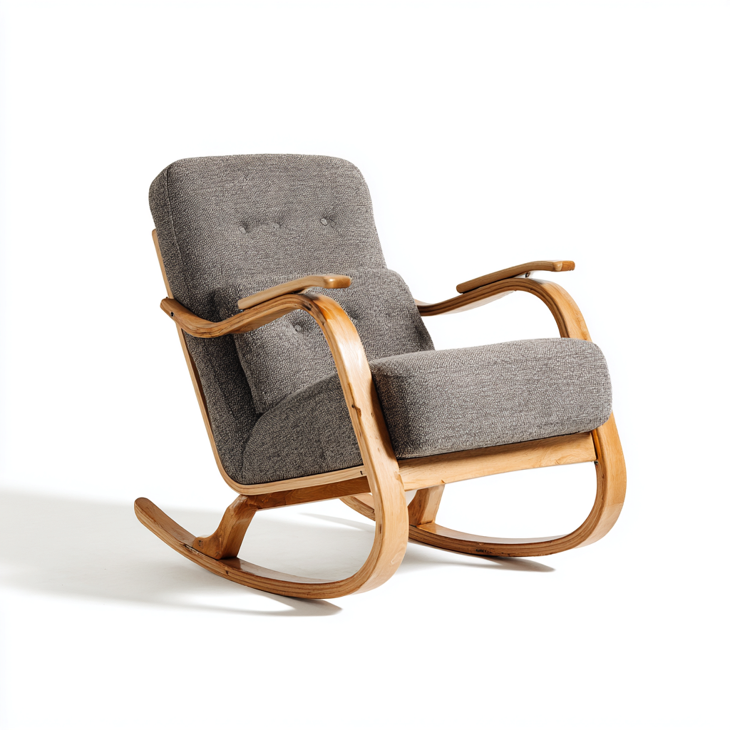 Mecedora tapizada tela 80x90x100 cm - gris - diseño funcional para salón-Homigoly