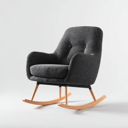 Mecedoras mecedora tapizada tejido 90x85x95 cm - Gris oscuro-Madera natural - Diseño moderno-Homigoly