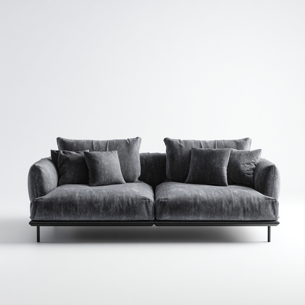 Sofá 2 plazas tapizado tela 180x90x85 cm - gris - diseño contemporáneo-Homigoly