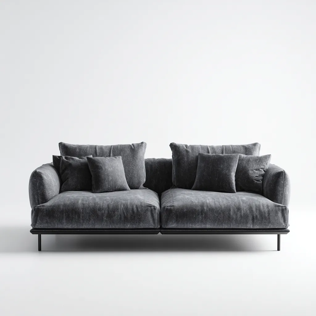 Sofá 2 plazas tapizado tela 180x90x85 cm - gris - diseño contemporáneo-Homigoly