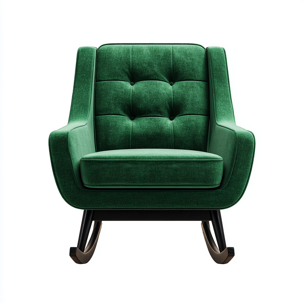 Mecedora tapizada con base curva 88x78x92 cm - verde-negro - diseño contemporáneo-Homigoly