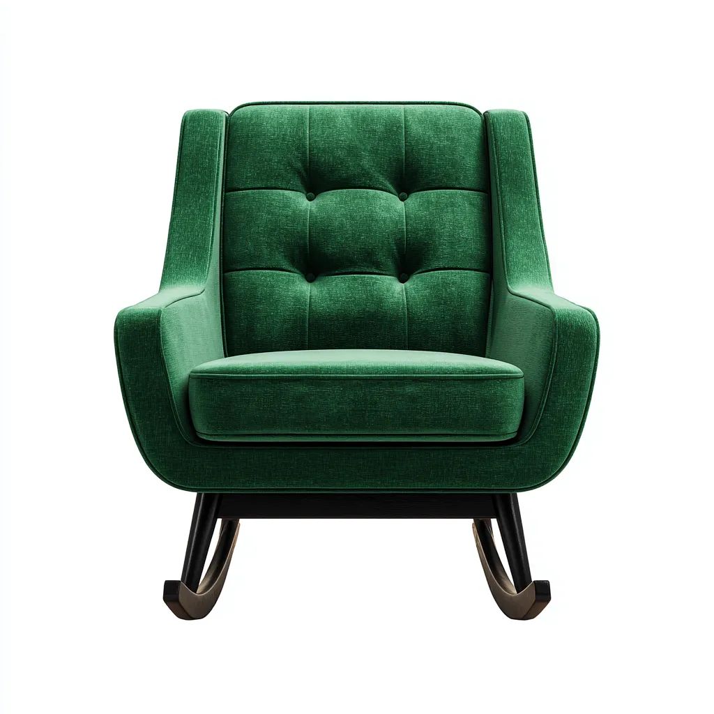 Mecedora tapizada con base curva 88x78x92 cm - verde-negro - diseño contemporáneo-Homigoly