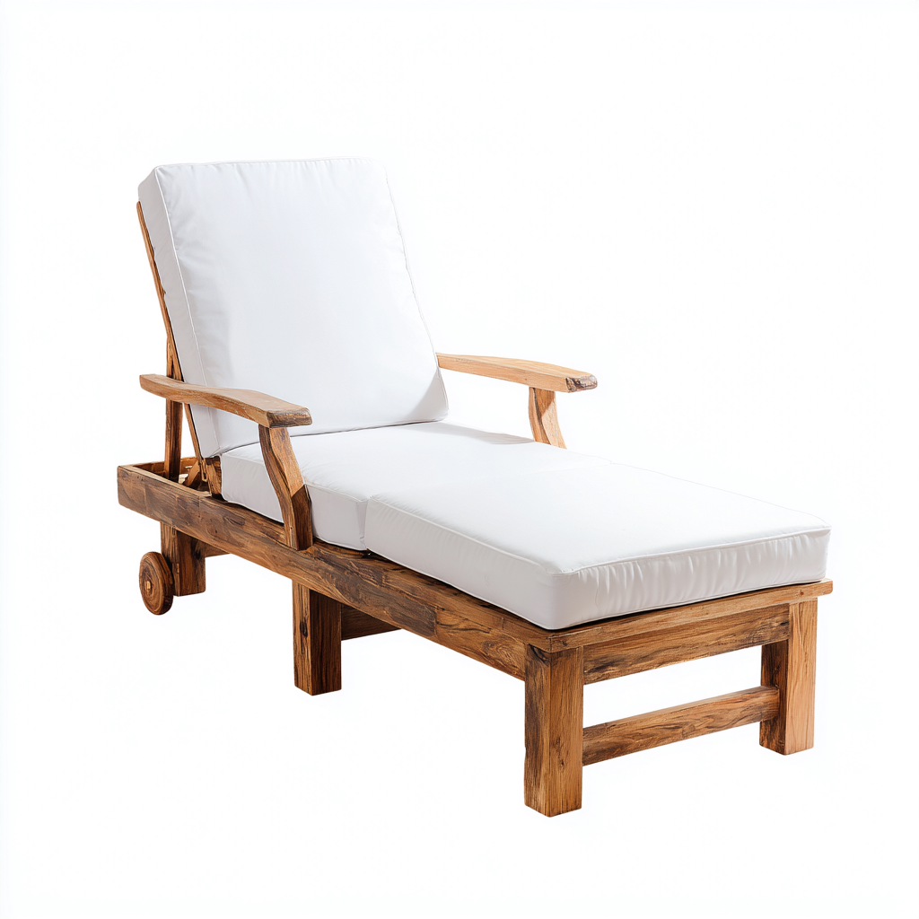 Tumbona de jardín de madera con respaldo ajustable 195x70x40 cm - madera natural blanco - diseño clásico-Luxegetbase