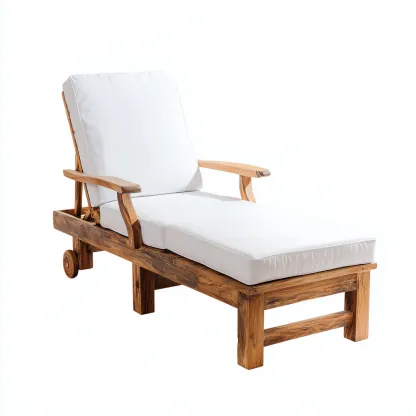 Tumbona de jardín de madera con respaldo ajustable 195x70x40 cm - madera natural blanco - diseño clásico-Luxegetbase