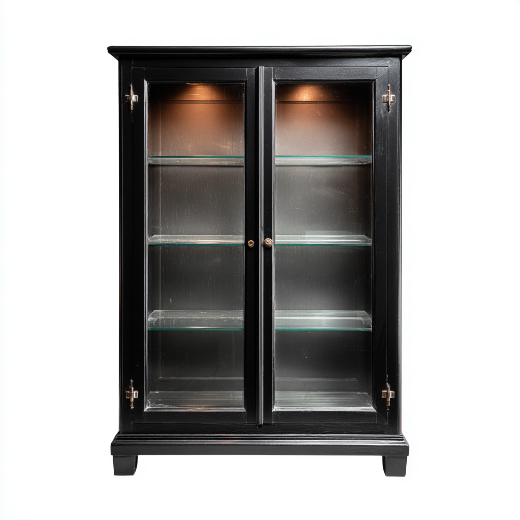 Vitrina de madera con puertas de vidrio 90x40x140 cm - negro - diseño clásico-Luxegetbase