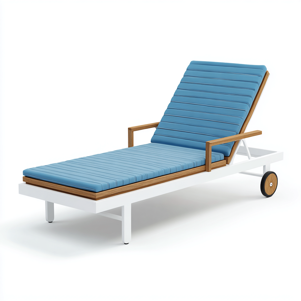 Tumbonas de jardín con estructura de aluminio 200x70x35 cm - Blanco-Azul - Diseño moderno para exterior-Luxegetbase