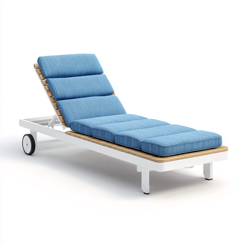 Tumbona de jardín con ruedas 200x70x85 cm - Azul-Blanco - Diseño exterior-Luxegetbase