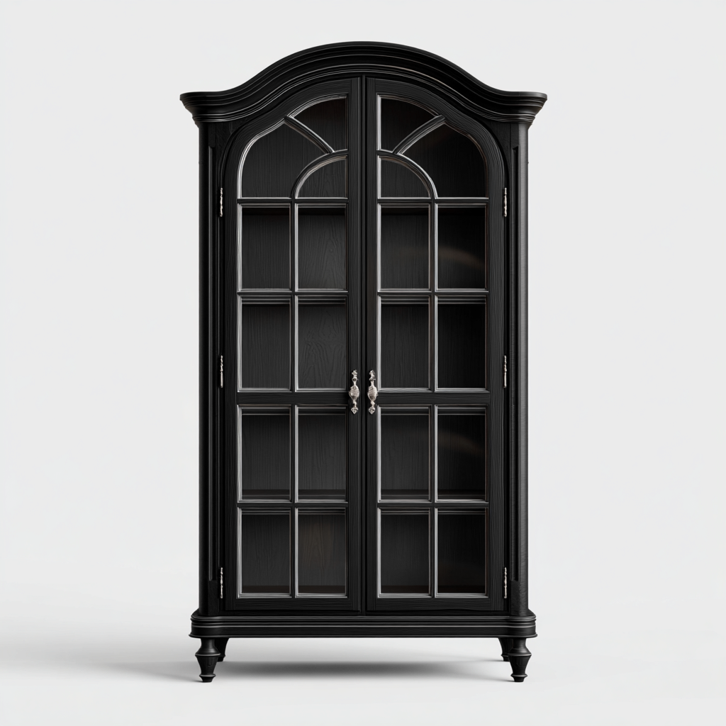 Vitrina de madera 95x45x190 cm - negro - diseño clásico para salón-Luxegetbase