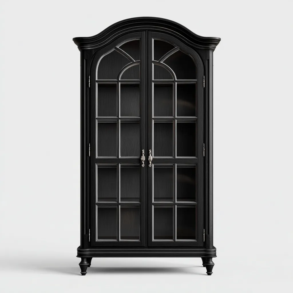 Vitrina de madera 95x45x190 cm - negro - diseño clásico para salón-Luxegetbase