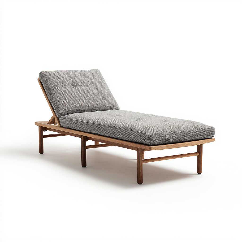 Tumbona de jardín de madera con cojín 200x70x85 cm - Gris-Color madera - Diseño exterior-Luxegetbase