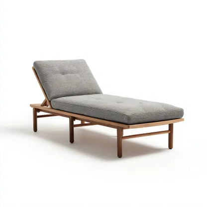 Tumbona de jardín de madera con cojín 200x70x85 cm - Gris-Color madera - Diseño exterior-Luxegetbase