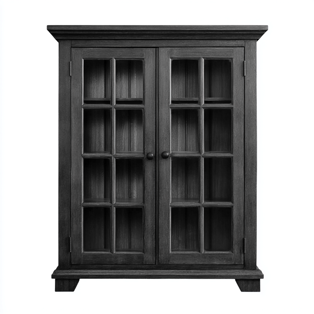 Vitrina de madera con puertas acristaladas 95x45x170 cm - Negro - Estilo clásico-Luxegetbase