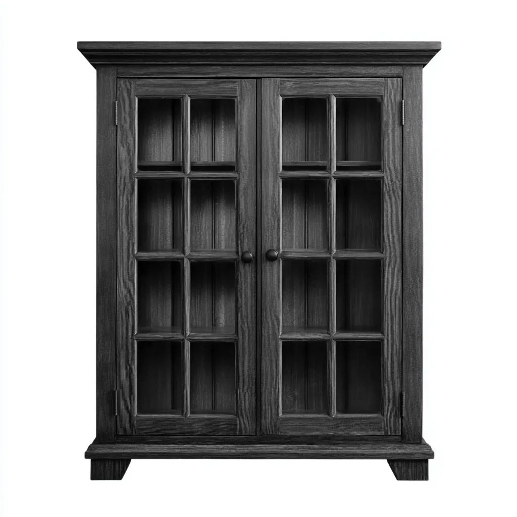 Vitrina de madera con puertas acristaladas 95x45x170 cm - Negro - Estilo clásico-Luxegetbase
