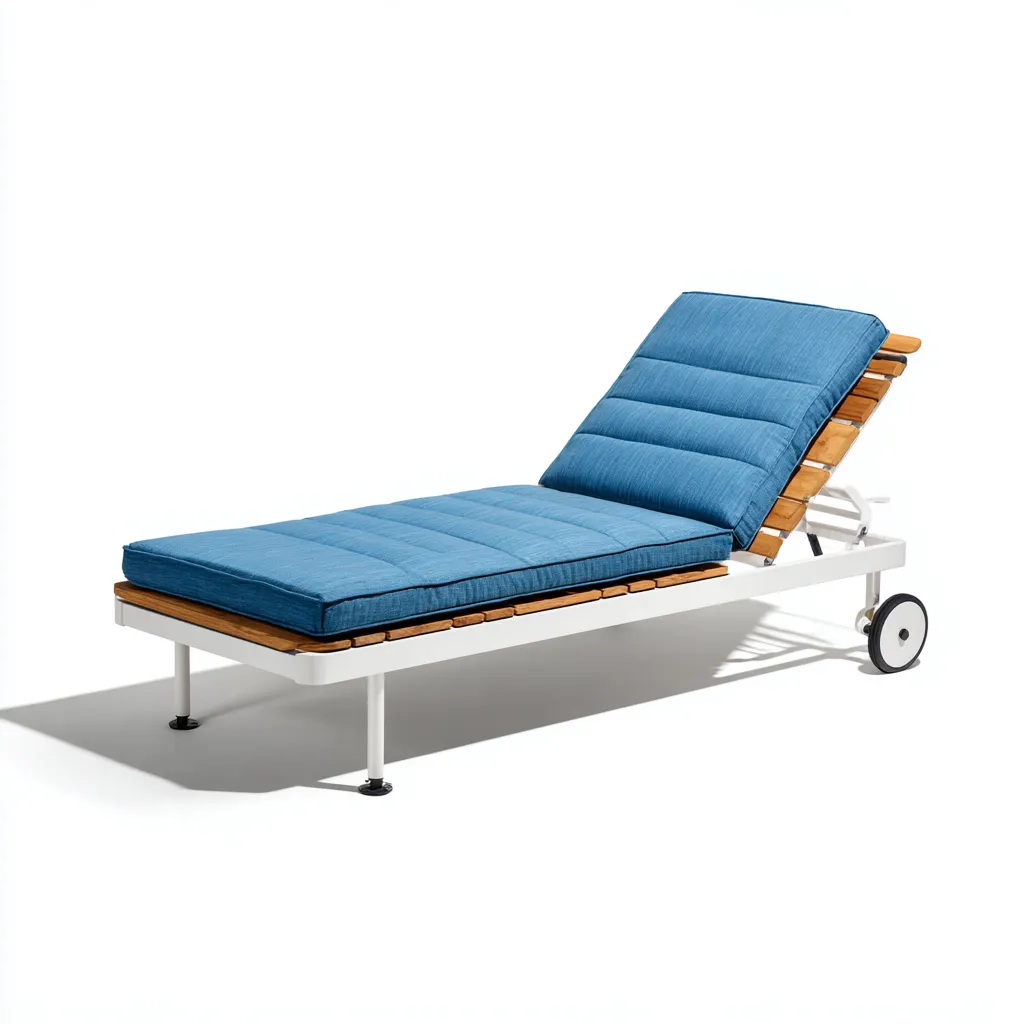 Tumbona de jardín con cojín ajustable 200x65x35 cm - azul-blanco-natural - estilo exterior moderno-Luxegetbase