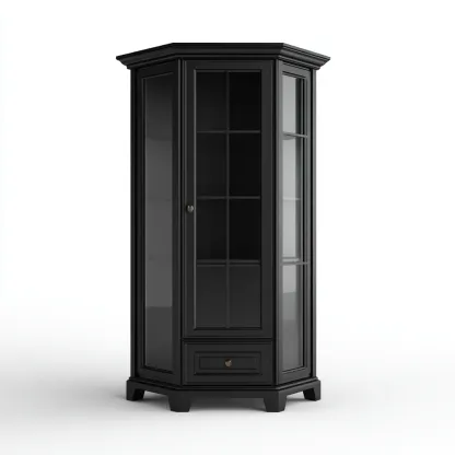 Vitrina de madera 70x45x190 cm - negro - diseño clásico para salón-Luxegetbase