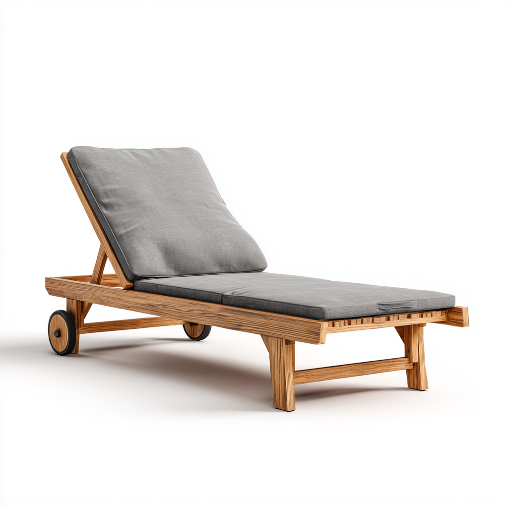 Tumbona de jardín de madera con respaldo ajustable 195x65x35 cm - gris-natural - estilo exterior contemporáneo-Luxegetbase