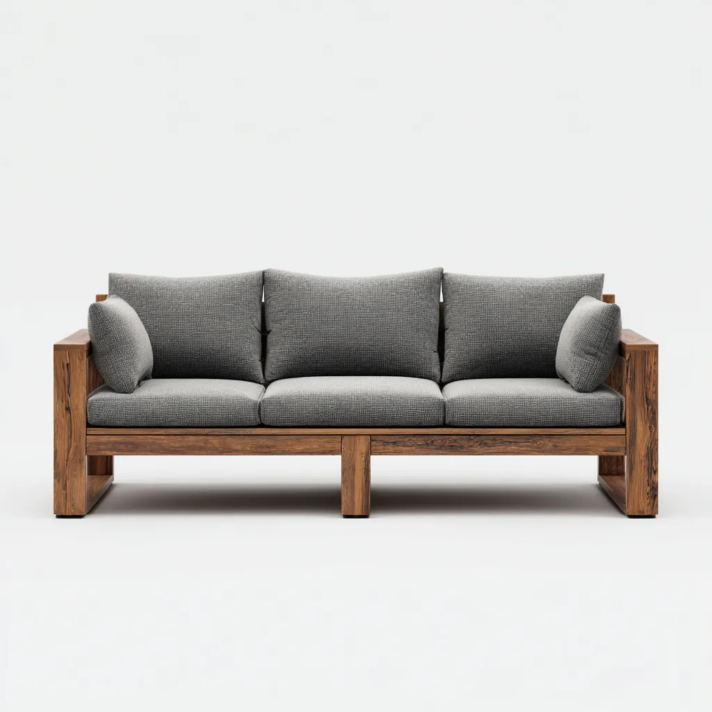 Sofá de jardín de madera maciza 3 plazas 200x80x75 cm - Gris-Madera natural - Diseño exterior-Luxegetbase