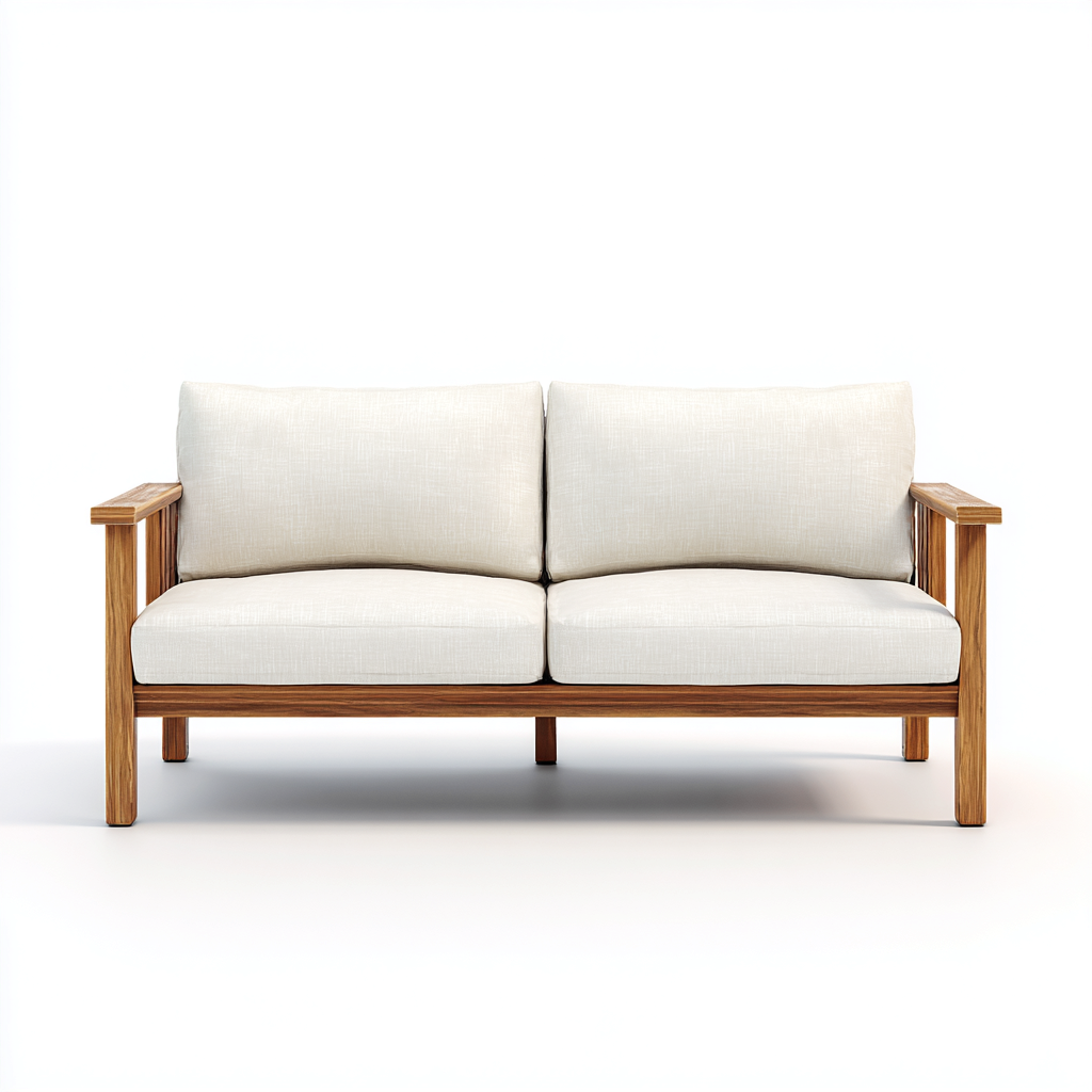 Sofá de jardín de madera maciza 2 plazas 160x80x75 cm - Beige-Madera natural - Diseño exterior-Luxegetbase