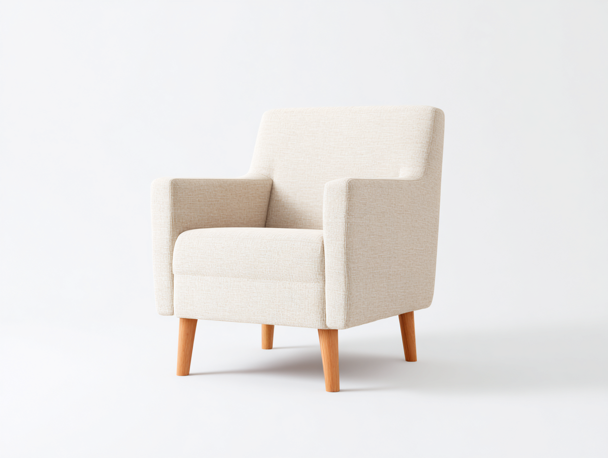 Poltrona con braccioli imbottita in tessuto 70x75x82 cm - beige - design moderno per soggiorno-Oakuphut